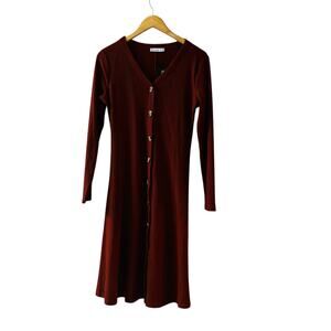 R Vivamos Brown Ribbed Long Sleeve Dress Size M Medium NWT